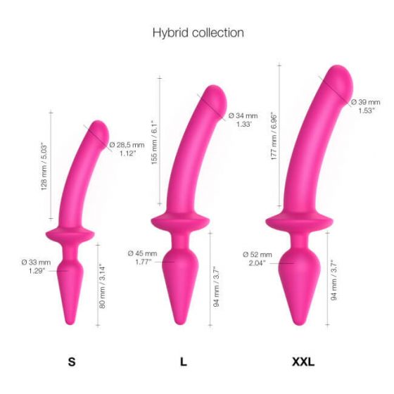 Strap-on-me Swith Semi-Realistic XXL - silikonové dildo 2v1 (růžové)