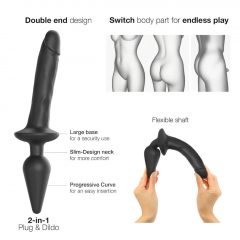   Strap-on-me Swith Realistic S - silikonové dildo 2v1 (černé)