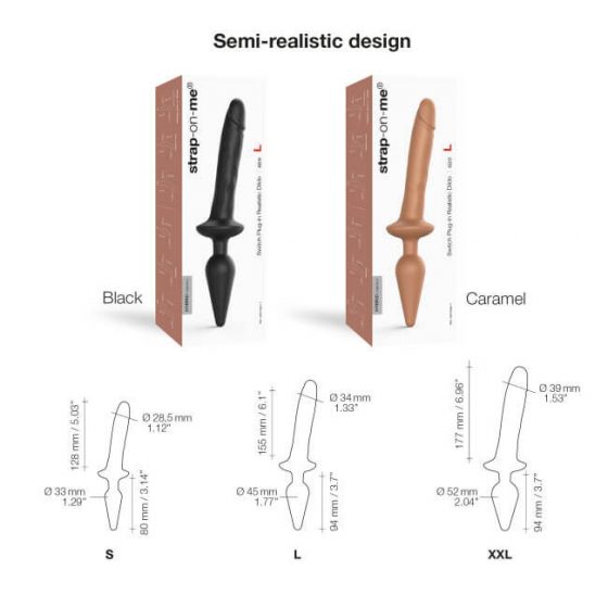 Strap-on-me Swith Realistic L - silikonové dildo 2v1 (černé)