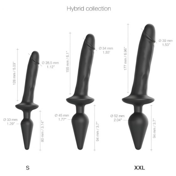 / Strap-on-me Swith Realistic L - 2v1 silikonové dildo (černé)