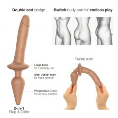   Strap-on-me Swith Realistic S - silikonové dildo 2v1 (tmavě přírodní)