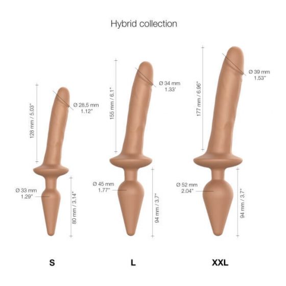 Strap-on-me Swith Realistic S - silikonové dildo 2v1 (tmavě přírodní)