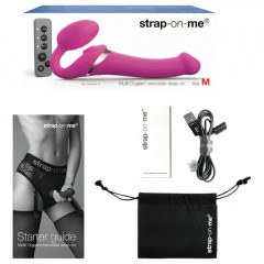   Strap-on-me M – připínací, vzduchovým pulzováním vybavený vibrátor (růžový)