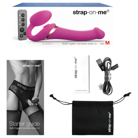 Strap-on-me M – připínací, vzduchovým pulzováním vybavený vibrátor (růžový)