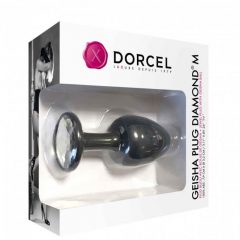   Dorcel Geisha Plug Diamond M - anální dildo s bílým kamenem (černé)