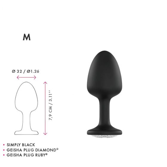 Dorcel Geisha Plug Diamond M - anální dildo s bílým kamenem (černé)