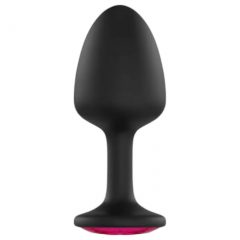   Dorcel Geisha Plug Ruby M - anální kolík s růžovým kamenem (černý)