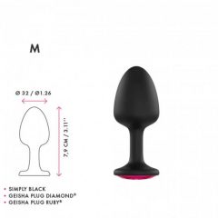   Dorcel Geisha Plug Ruby M - růžové anální dildo s kamínky (černé)