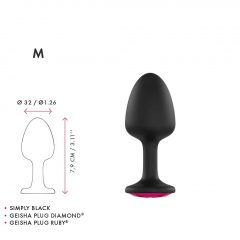   Dorcel Geisha Plug Ruby M - růžové anální dildo s kamínky (černé)