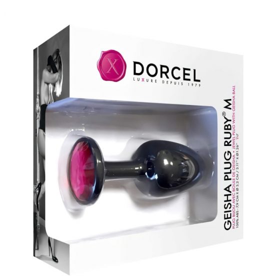 Dorcel Geisha Plug Ruby M - růžové anální dildo s kamínky (černé)