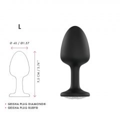   Dorcel Geisha Plug Diamond L - anální dildo s bílým kamenem (černé)