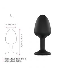   Dorcel Geisha Plug Diamond L - anální kolík s bílým kamenem (černý)