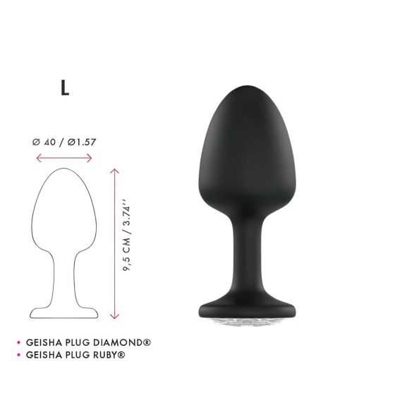 Dorcel Geisha Plug Diamond L - anální dildo s bílým kamenem (černé)