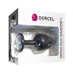   Dorcel Geisha Plug Diamond L - anální dildo s bílým kamenem (černé)