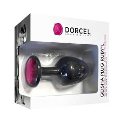   Dorcel Geisha Plug Ruby L - anální kolík s růžovým kamenem (černý)