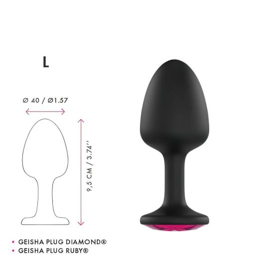 Dorcel Geisha Plug Ruby L - růžové anální dildo s kamínky (černé)