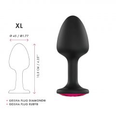   Dorcel Geisha Plug Ruby XL - růžové anální dildo s kamínky (černé)