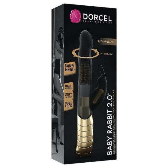 Dorcel Baby Rabbit 2.0 - dobíjecí vibrátor s hůlkou (černo-zlatý)