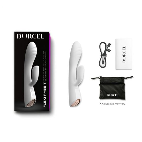 Dorcel Flexi Rabbit - nabíjecí, vyhřívací vibrátor s ramenem na klitoris (bílý)