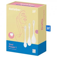   Satisfyer Yoni Power 1 - sada venušiných kuliček - bílá (3 kusové)