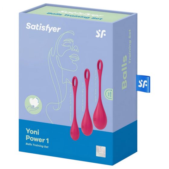 Satisfyer Yoni Power 1 - sada venušiných kuliček - červená (3 kusové)