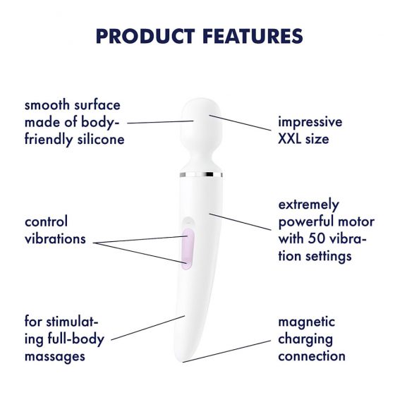 Satisfyer Wand-er Woman - nabíjecí, vodotěsný masážní vibrátor (bílý)