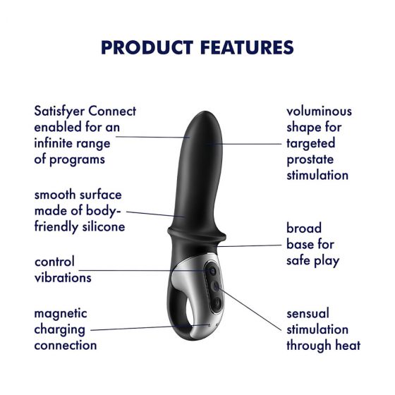 Satisfyer Hot Passion - chytrý, hřejivý anální vibrátor (černý)