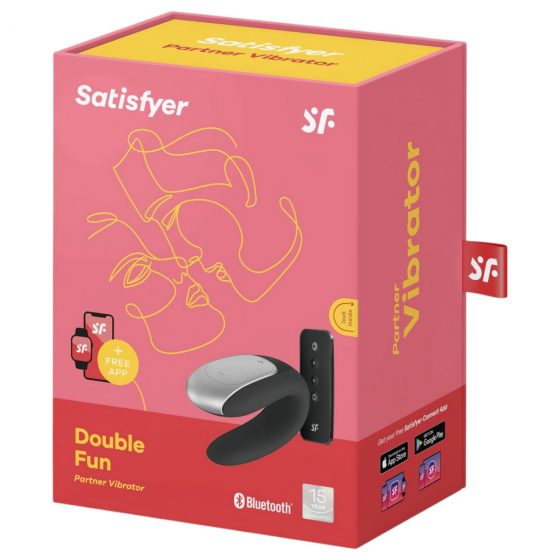 Satisfyer Double Fun - nabíjecí smart párový vibrátor s dálkovým ovladačem (černý)