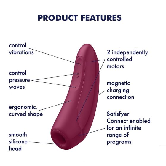 Satisfyer Curvy 1+ - nabíjecí, vodotěsný smart vibrátor na stimulaci klitorisu (červená růže)