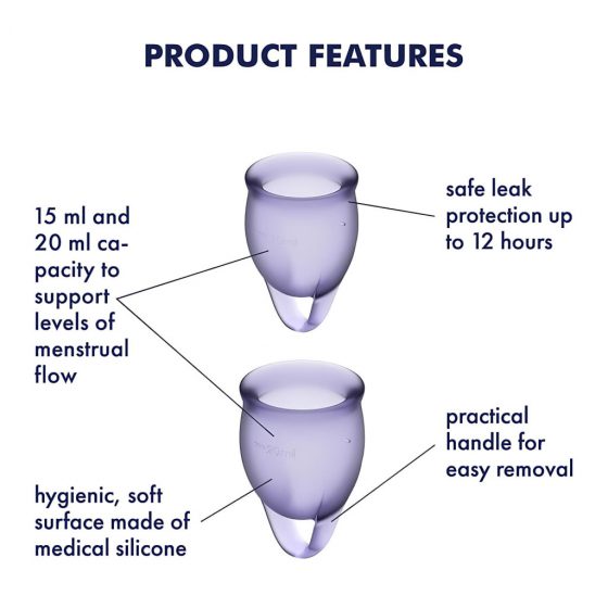 Satisfyer Feel Confident - sada menstruačních kalíšků (fialová) - 2 ks