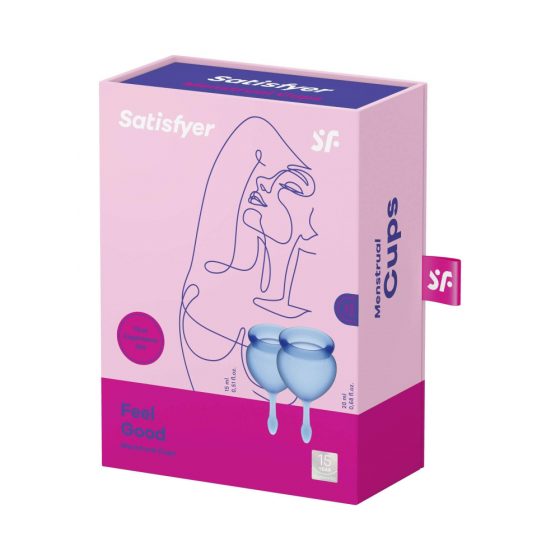 Satisfyer Feel Good - sada menstruačních kalíšků (modrá) - 2ks