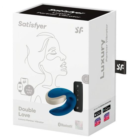 Satisfyer Double Love - nabíjecí, vodotěsný smart párový vibrátor s dálkovým ovladačem (modrý)