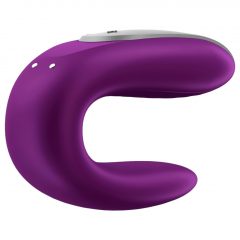   Satisfyer Double Fun - nabíjecí, vodotěsný smart párový vibrátor s dálkovým ovladačem (fialový)