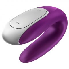   Satisfyer Double Fun - nabíjecí, vodotěsný smart párový vibrátor s dálkovým ovladačem (fialový)