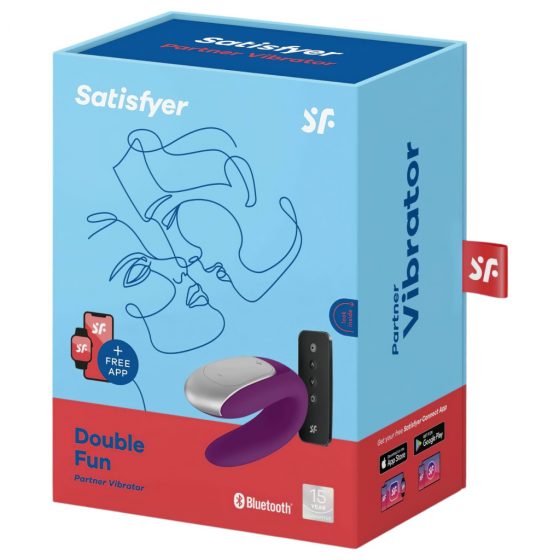 Satisfyer Double Fun - nabíjecí, vodotěsný smart párový vibrátor s dálkovým ovladačem (fialový)