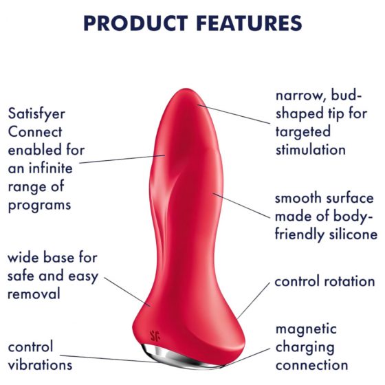 Satisfyer Rotator Plug 1 - smart nabíjecí anální vibrátor s rotačními kuličkami (červený)