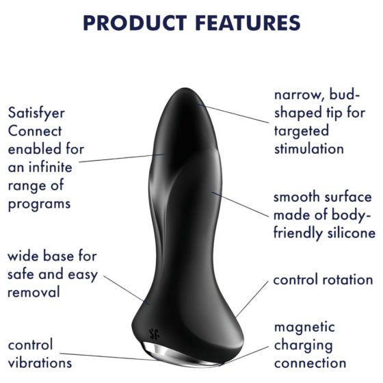 Satisfyer Rotator Plug 1 - smart nabíjecí anální vibrátor s rotačními kuličkami (černý)