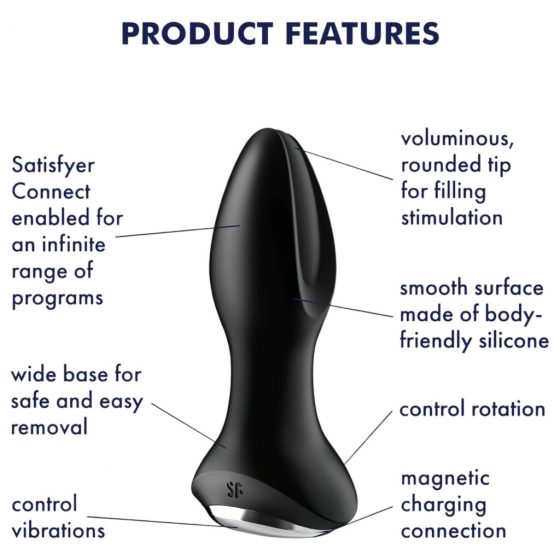 Satisfyer Rotator Plug 2 - nabíjecí, rotující korálkový anální vibrátor (černý)