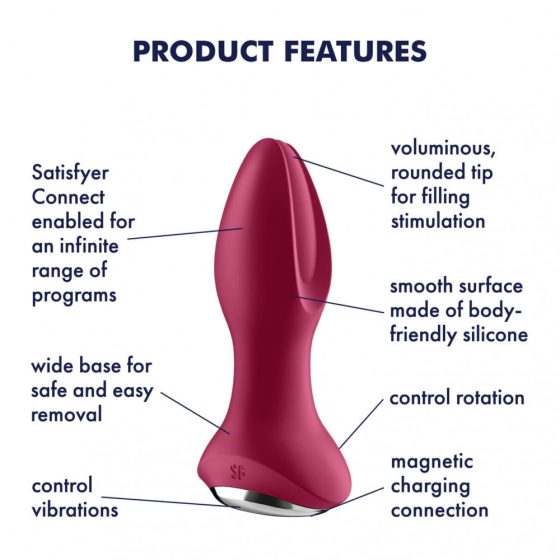 Satisfyer Rotator Plug 2 - nabíjecí, rotující korálkový anální vibrátor červená)