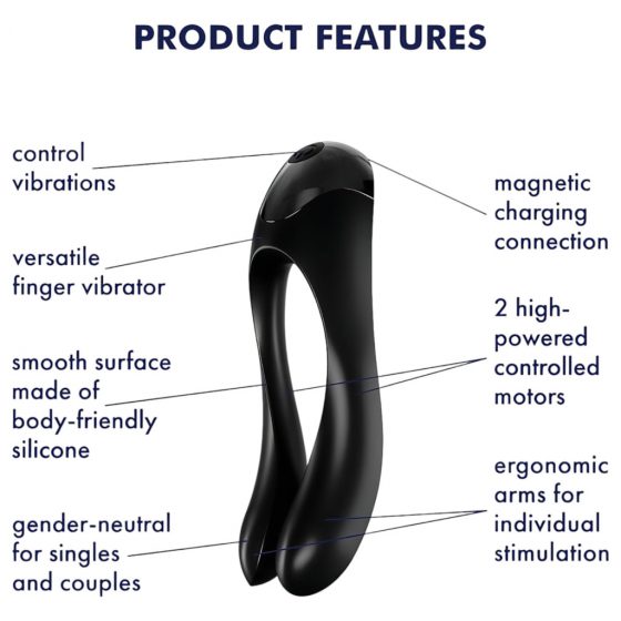 Satisfyer Candy Cane - nabíjecí, vodotěsný dvojitý vibrátor (černý)