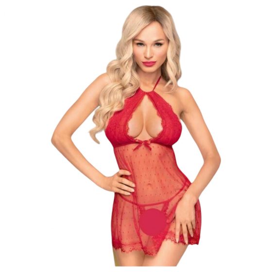 Penthouse Libido Boost - tečkovanou babydoll s tangy (červený)