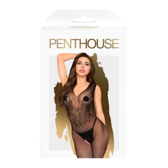 Penthouse Wild Catch - overal ze síťoviny s motivem křídel (černý)