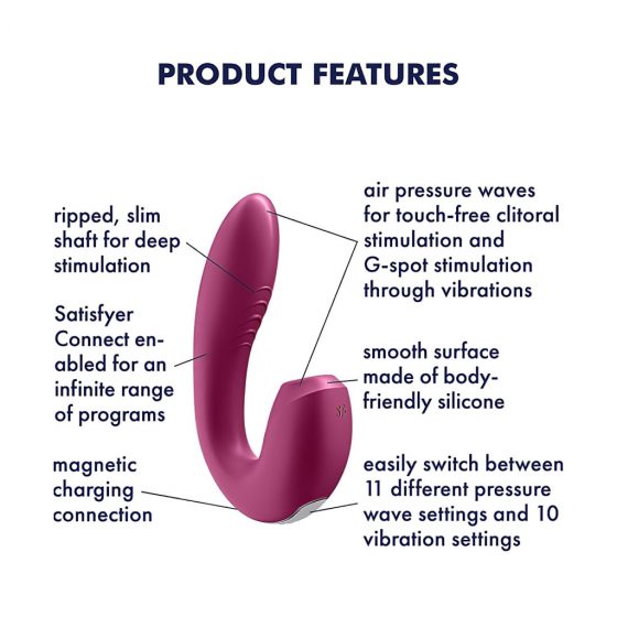 Satisfyer Sunray - nabíjecí vibrátor 2in1 se vzduchovou vlnou ((červený))