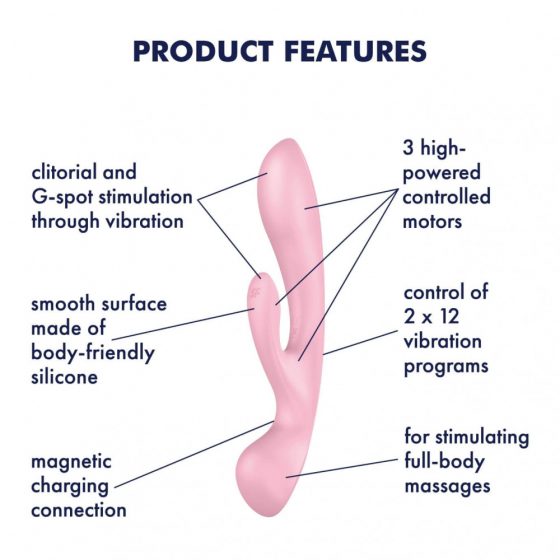 Satisfyer Triple Oh - dobíjecí vibrátor s hůlkou (růžový)