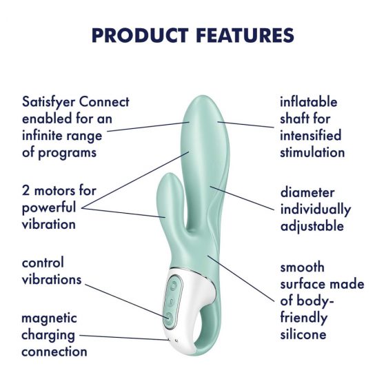 Satisfyer Air Pump Bunny 5 - chytrý dobíjecí vibrátor s pumpičkou (máta)