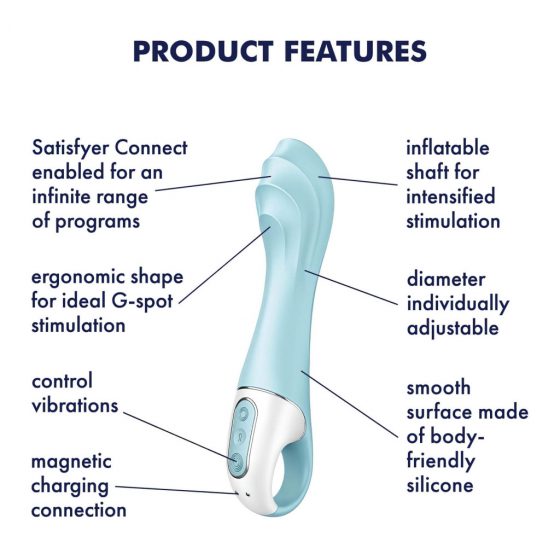 Satisfyer Air Pump Vibrator 5 - chytrý dobíjecí vibrátor s pumpičkou (modrý)