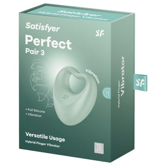 Satisfyer Perfect Pair 3 - 2v1 erekční kroužek na penis a prstový vibrátor (zelený)