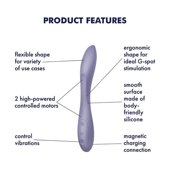 Satisfyer G-spot Flex 2 - akumulátorový, vodotěsný vibrátor na bod G (fialový)