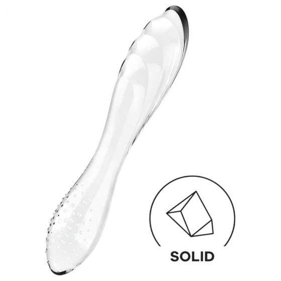 Satisfyer Dazzling Crystal 1 - skleněné dildo se dvěma konci (průsvitné)