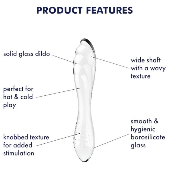 Satisfyer Dazzling Crystal 1 - skleněné dildo se dvěma konci (průsvitné)